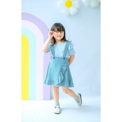 HANA OVERALL SET ANAK 1-5 TAHUN | Setelan rok anak cewek ruffle tee anak Hana set overall rok anak perempuan Setelan anak Oneset skirt