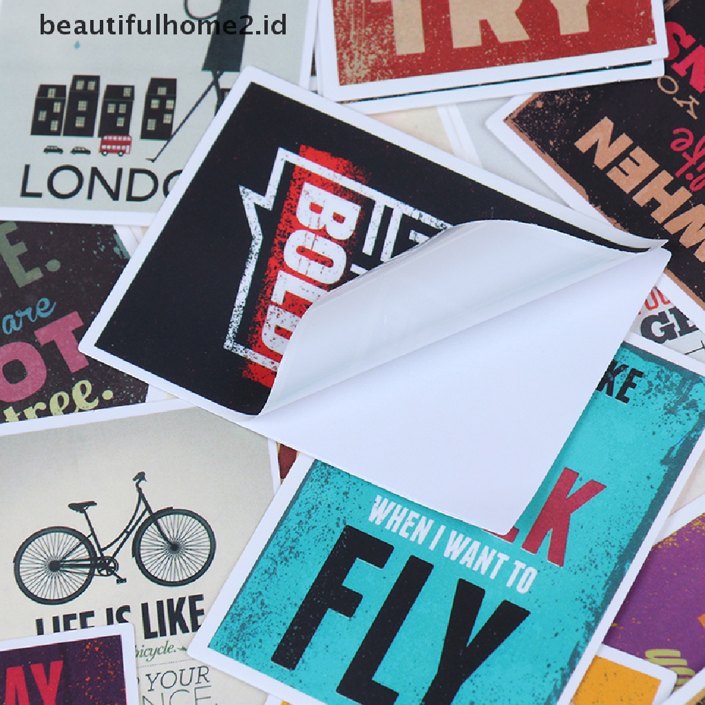 (Beautifulhome2.Id) 25pcs Stiker Motif Tulisan Motivasi Kehidupan Untuk Dekorasi Skateboard / Laptop / Koper