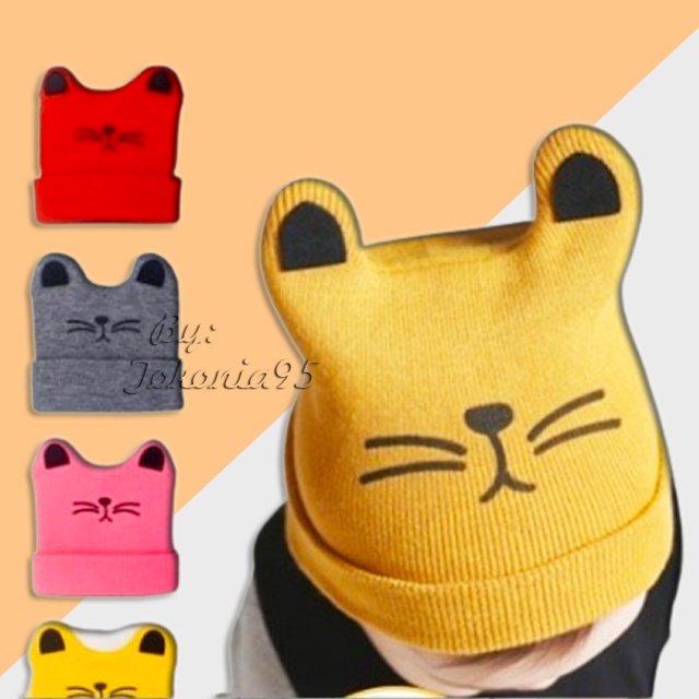 Kupluk Rajut Anak Bayi Telinga Kucing - Baby Hats