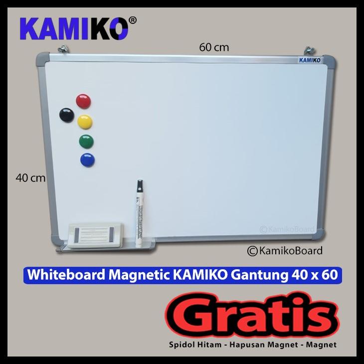 

WHITEBOARD KAMIKO 40 X 60 CM GANTUNG - SPIDOL HITAM - MAGNET - HAPUSAN KODE 1069