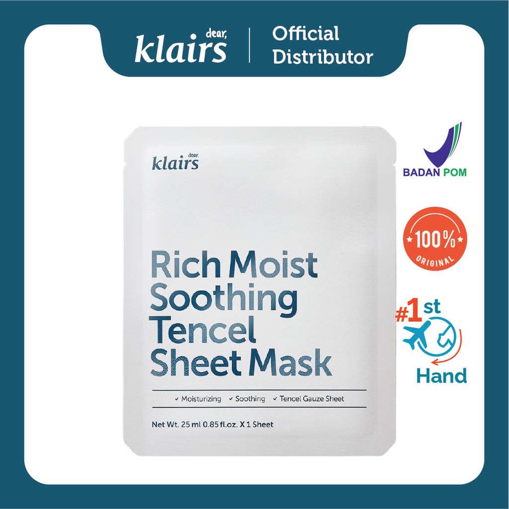 [Official Distributor] Klairs: Rich Moist Soothing Tencel Sheet Mask 25ml