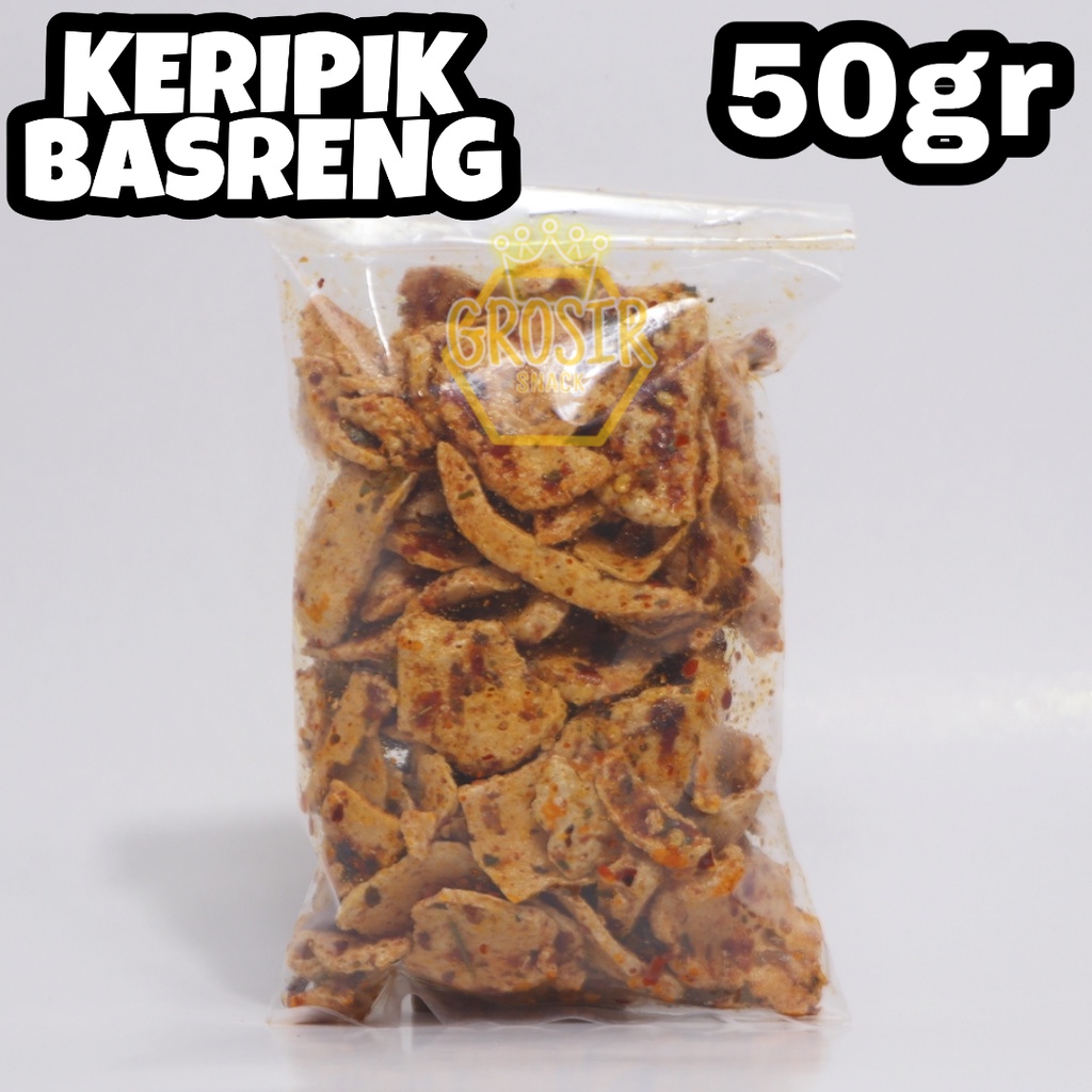 Keripik Basreng Baso Goreng Seblak Kering 50gr+ Extra Daun Jeruk