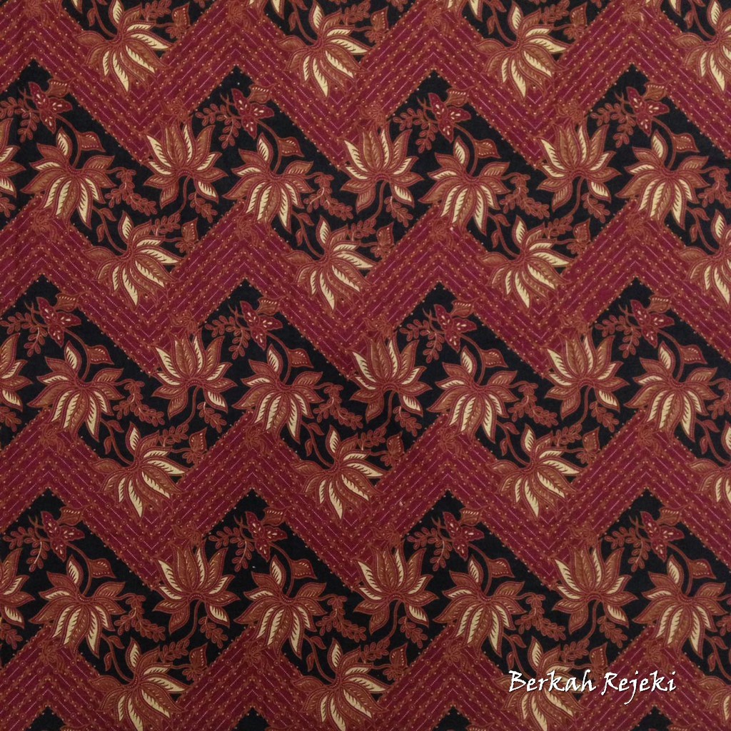 Promo Terbaru Kain Katun Motif Zig Zag Daun Maroon Batik BR