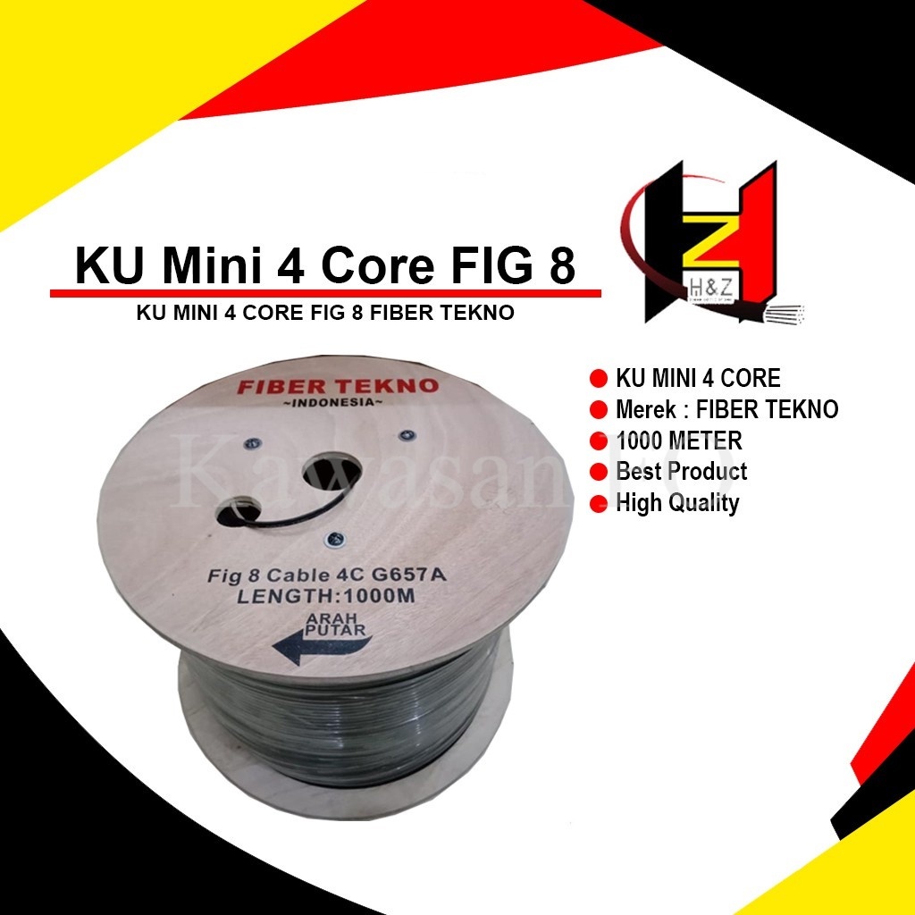 KU Mini 4 Core Fig 8 / Kabel Backbone bulat 4 core Fig8 Panjang 1km Fiber Tekno