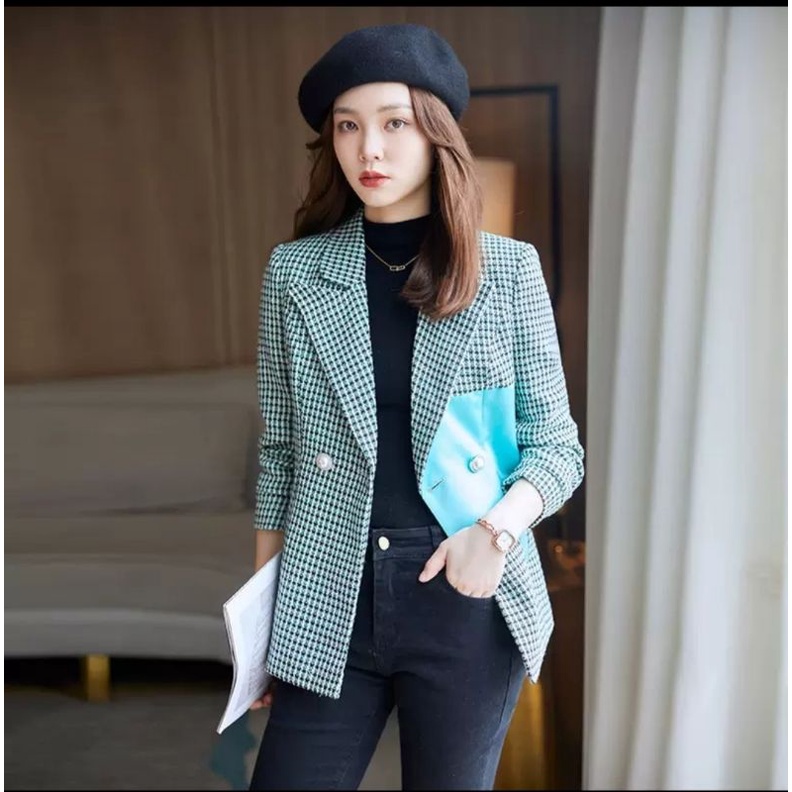 VN IROO TWEED BLAZER PREMIUM /  BLAZER VINTAGE KOREAN STYLE / WINTER TWEED BLAZER