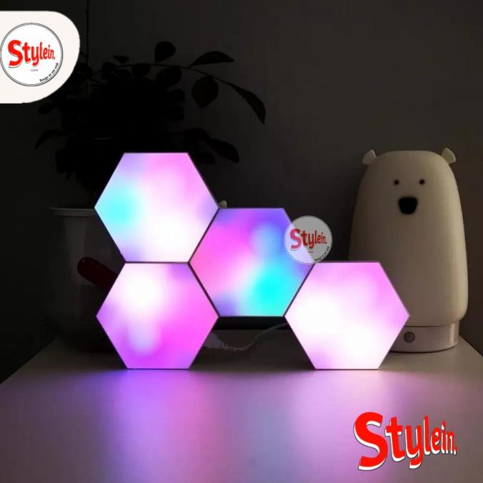 LED Aurora Hexagonal RGB Light Quantum Lampu Dinding Gaming Nano Leaf