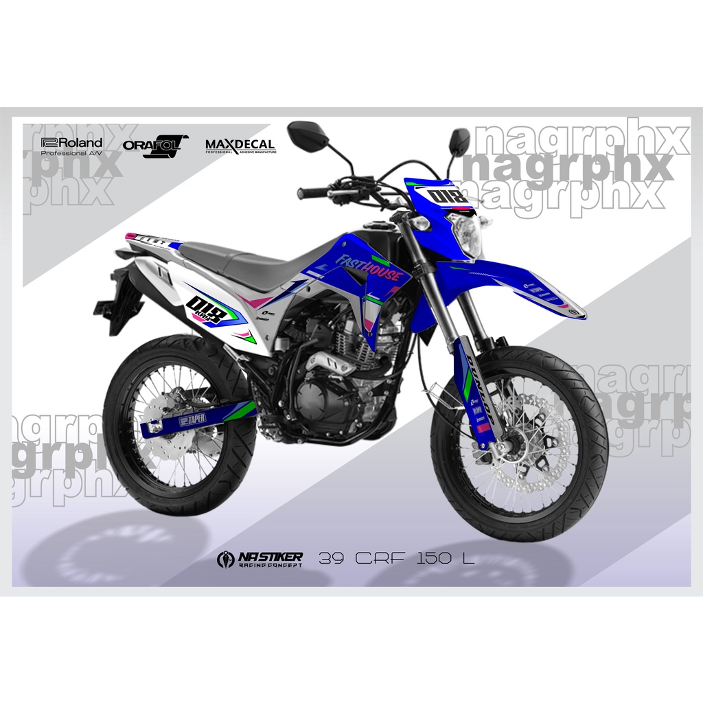 DECAL CRF SIMPEL BIRU PUTIH DECAL CRF FULLBODY BIRU NASTIKER CRF-39