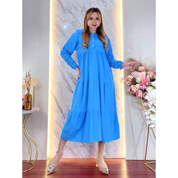 MIDI DRES SUSUN KANCING HOMEDRESS