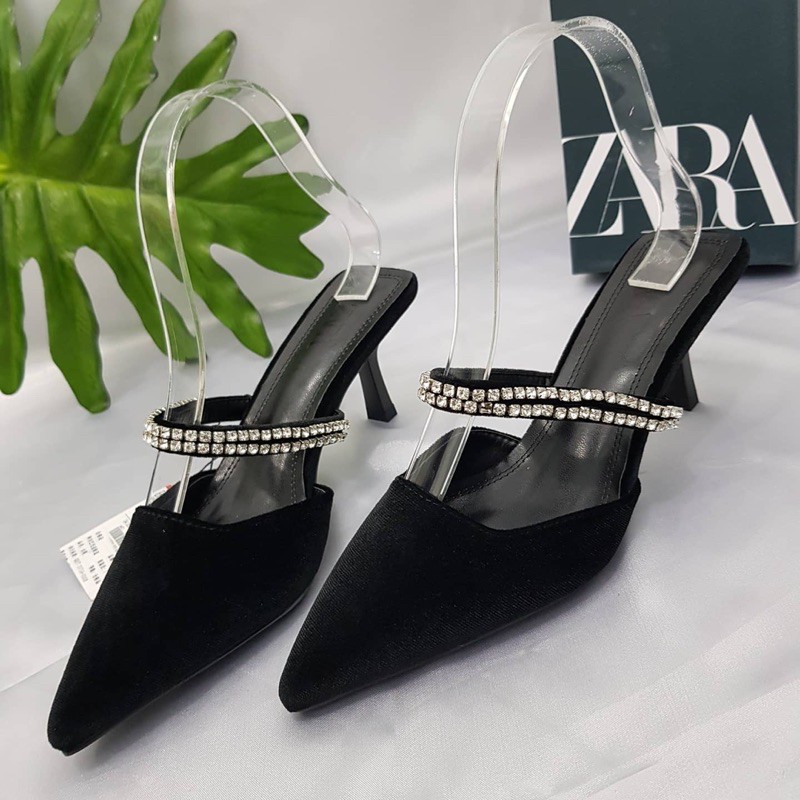 High heels by zara bludru strap diamond inoort high quality sepatu wanita hak tinggi tali tengah