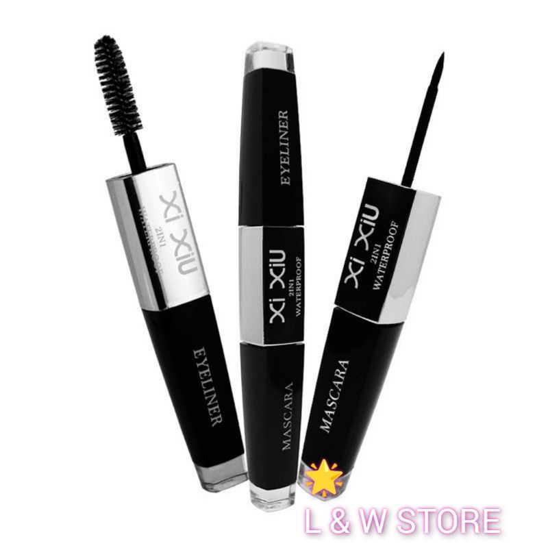 XI XIU 2 in 1 Mascara &amp; Eyeliner Waterproof /Mascara dan Eyeliner /BPOM