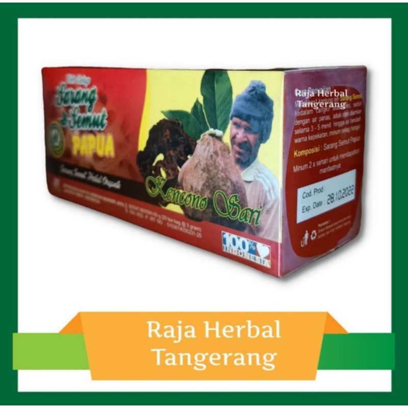 

Teh celup sarang semut asli Papua kencono sari 20 kantong