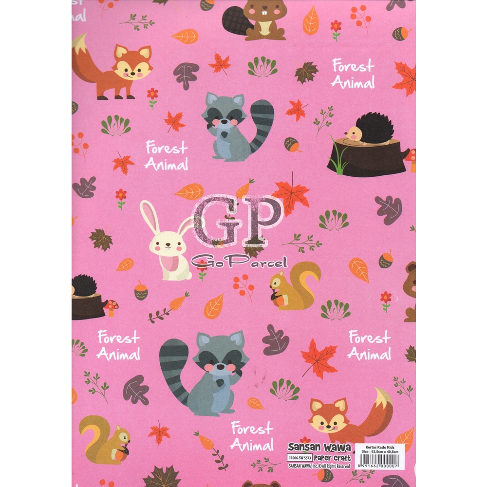 ( 5 Lembar ) ANIMAL SANWA - KERTAS KADO CUTE - GIFT WRAP PAPER SANSAN WAWA BINATANG / JERAPAH / KUCING / GIRAFFE / CAT /ELEPHANT / LAMA / LION / FOX / RABBIT / GIRAFFE / HORSE / RUBAH / ZEBRA / LANDAK / KELINCI / PANDA / CAT / ULANG TAHUN ANAK