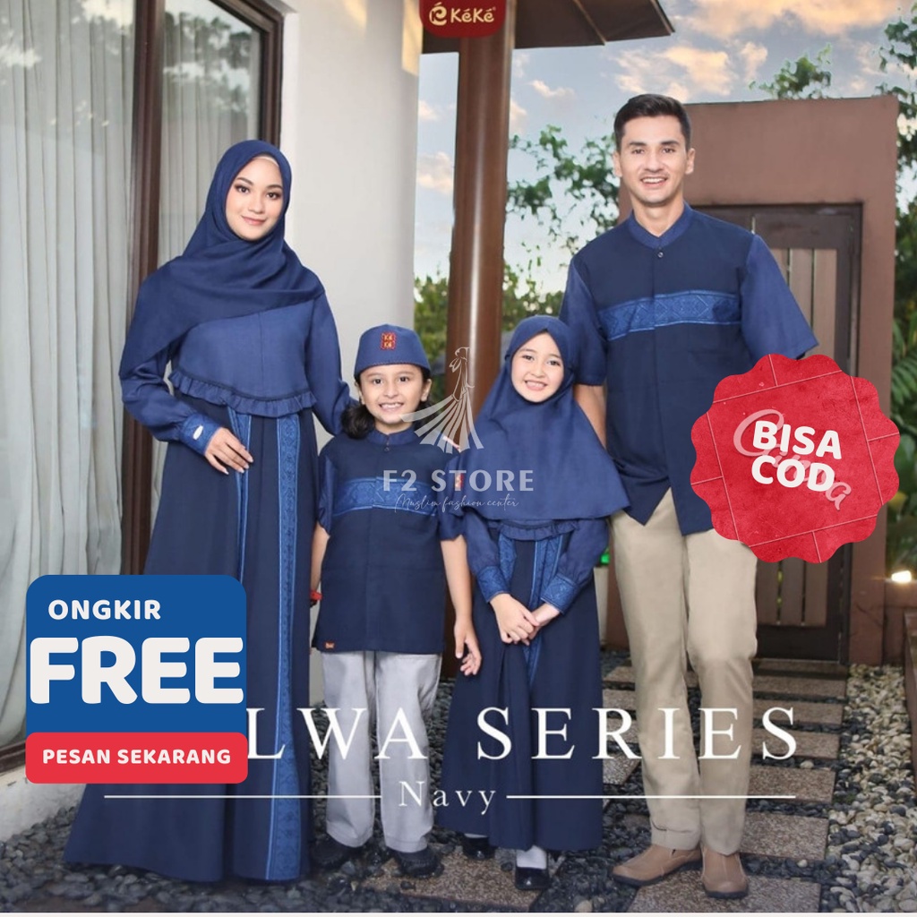 BUSANA MUSLIM SARIMBIT COUPLE KEKE ORIGINAL - HALWA SERIES 2117 NAVY