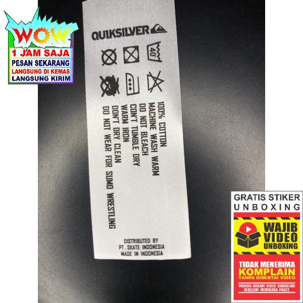 

QUIKSILVER CARE LABEL WASHING TAG CO 1X DI KIRIM 600PCS