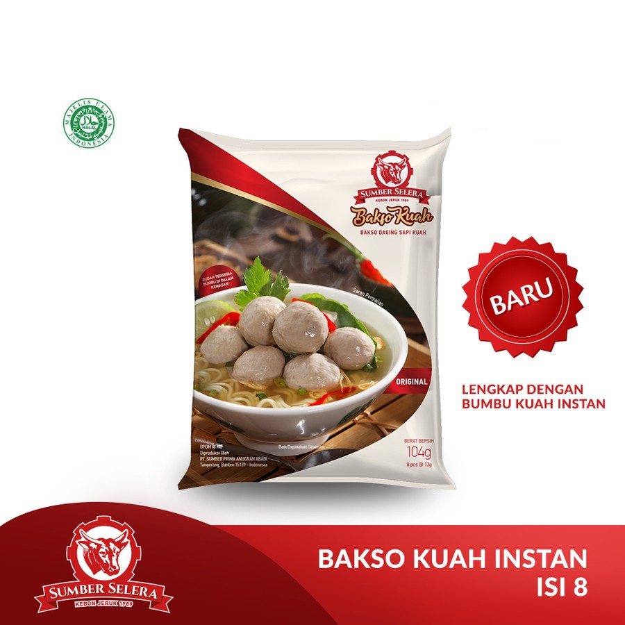 BAKSO KUAH SUMBER SELERA 104GR BASO DAGING SAPI INSTAN 8PCS HALAL