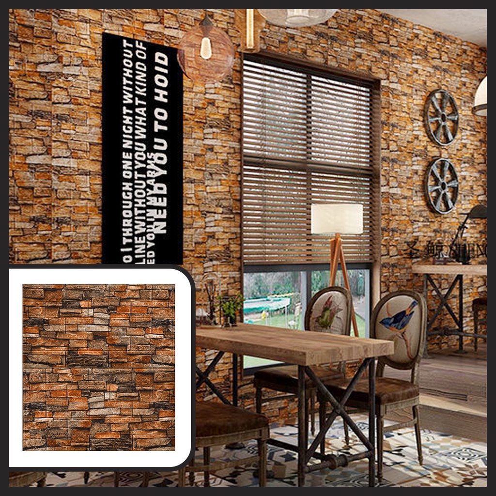 WALLPAPER BATA BATU ALAM | 3D XPE FOAM WALLPAPER MOTIF BATU | 3D WALL STICKER | STIKER WALLPAPER 3D BATU ALAM