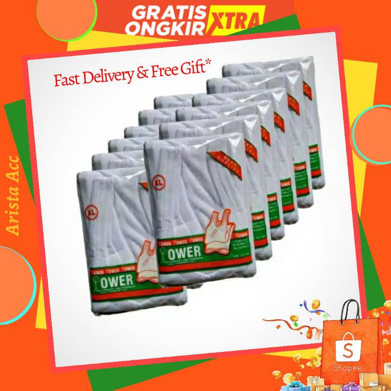 12pcs Kaos Dalam Pria Power Premium Not Rider GTman Bahan Adem / kaosdalam / kaosdalampria / cod