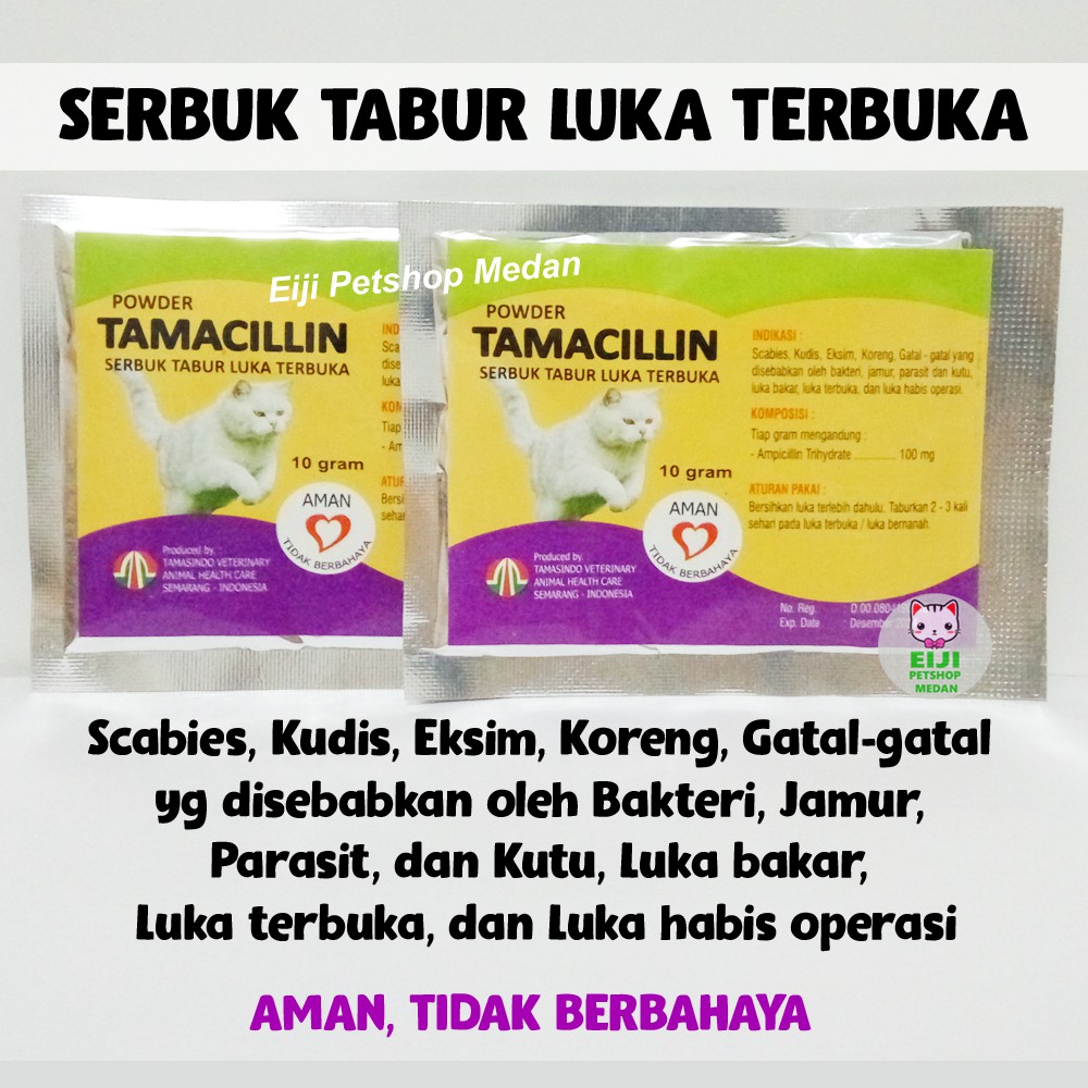 TAMACILLIN OBAT LUKA KUCING u2013 10 GRAM OBAT TABUR KUCING PASCA 