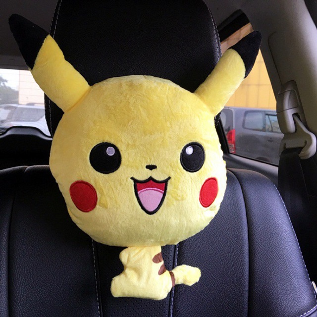 Bantal Sandaran Jok Mobil Kepala Leher Headrest Car Set Pikachu Pokemon