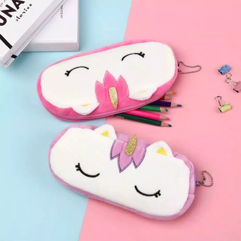 

Tempat Pensil/ kotak pensil Plush Unicorn
