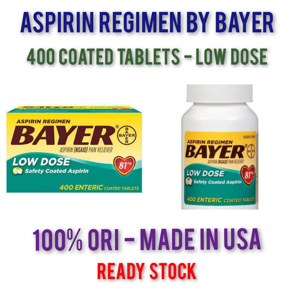 BAYER ASPIRIN REGIMEN - 100% ORI USA 400 COATED TABLETS
