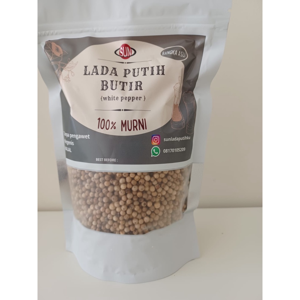 

Lada Putih Butir / White Pepper Grain Bangka Bubuk Halus Pilihan Premium Tanpa Campuran Tanpa Pengawet Grade A