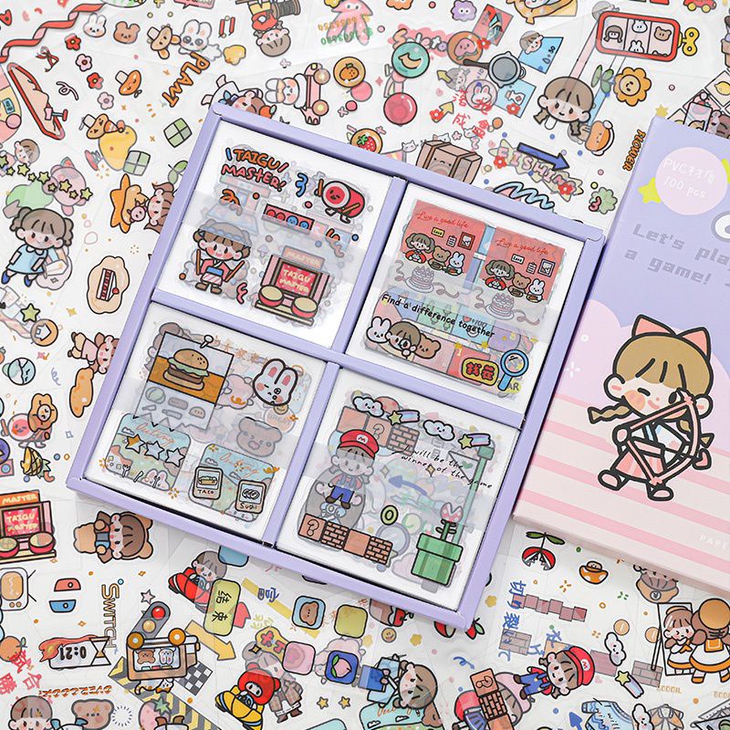 

[ Ai's ] Game time Stiker botol DIY leptop DIARY jurnal / Stiker Transparan lucu / stiker 2D lucu