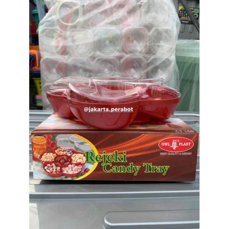 Toples Bunga Sekat 6 Rejeki / Wadah Permen Candy Tray / Tempat Cemilan / Toples Kue Kering