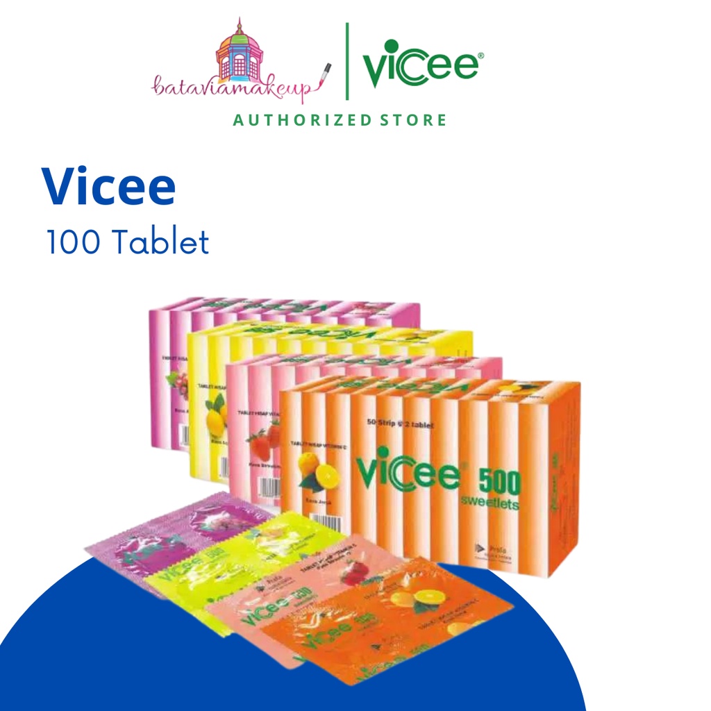 Vicee 500 Tablet Hisap Vitamin C / 50 Strip / 100 Tablet / 1 Dus