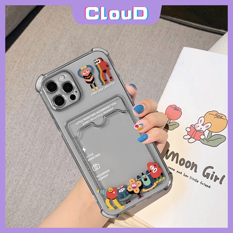 Soft Case TPU Transparan Shockproof Dengan Slot Kartu Untuk iPhone 13 11 12 pro Max 6 6s 8 7 plus X XR XS Max SE 2020