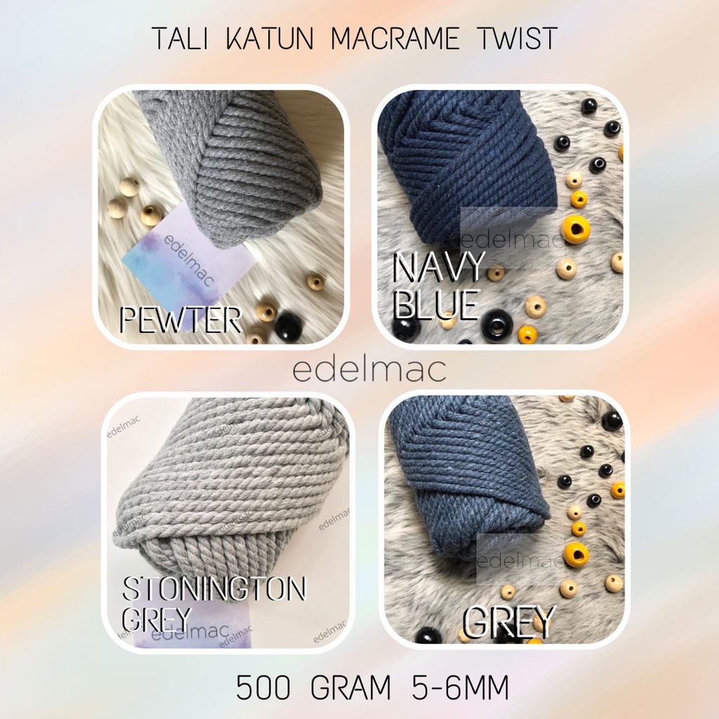 500gram Tali Katun Macrame 5mm | 6mm twist Colorful