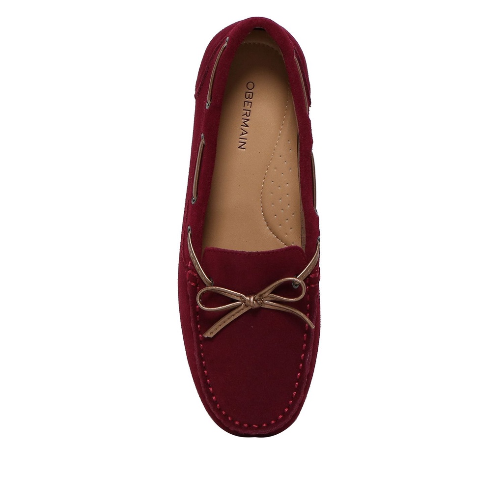 SEPATU FLAT KULIT OBERMAIN WANITA ORIGINAL TERBARU MERAH MAROON OW12