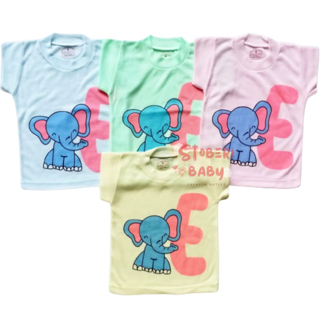 stoberi baby - KAOS WARNA ONECK ALPHABET ANAK kaos dalam oblong anak laki2 dan perempuan newborn-4thn