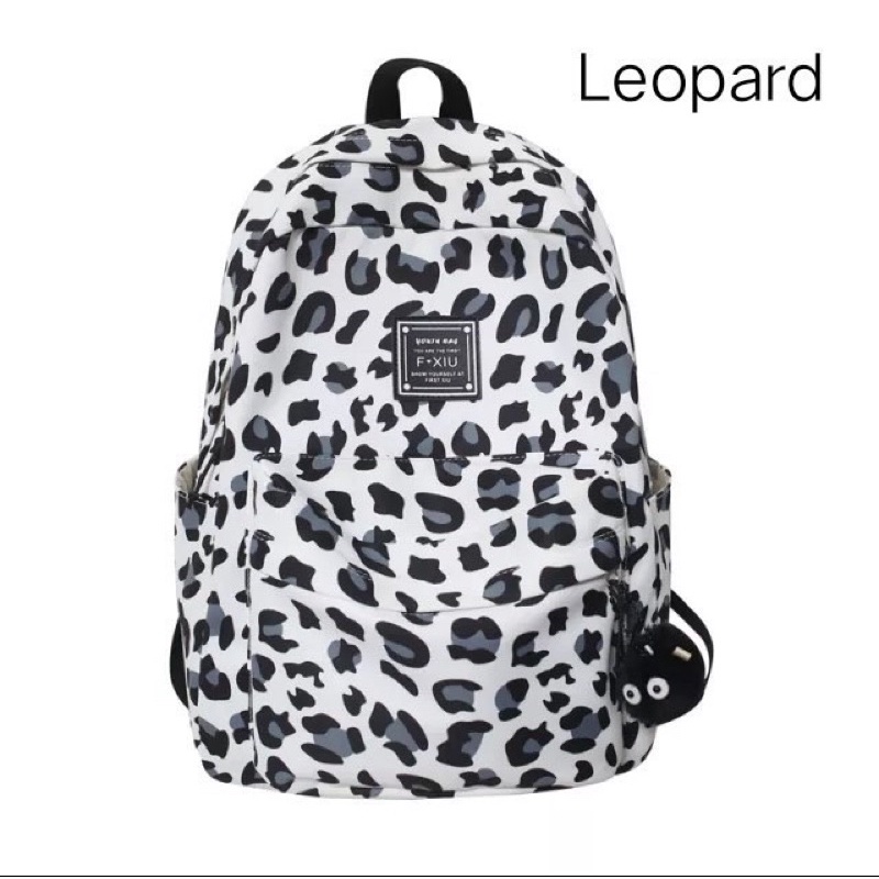 Tas ransel wanita motif Leopard ransel anak sekolah leopard bags korean bags simple motif Leopard