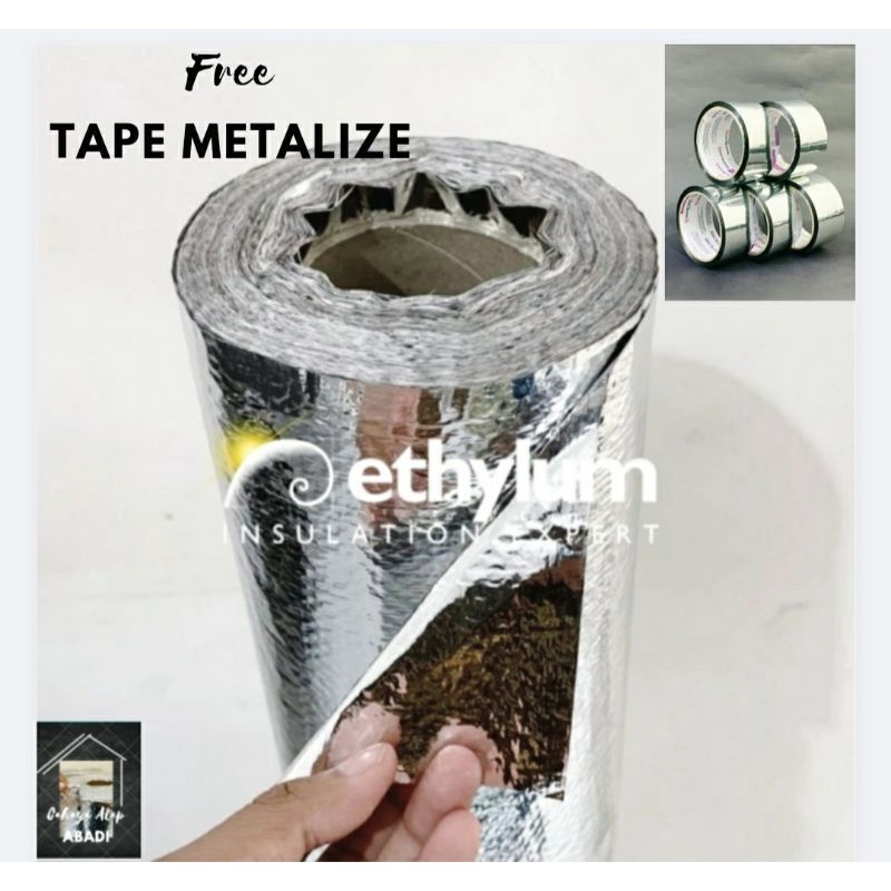 Aluminium Foil Peredam Panas Atap Double Woven 50 meter Free Lakban Metalize / Alumunium Woven Doubl