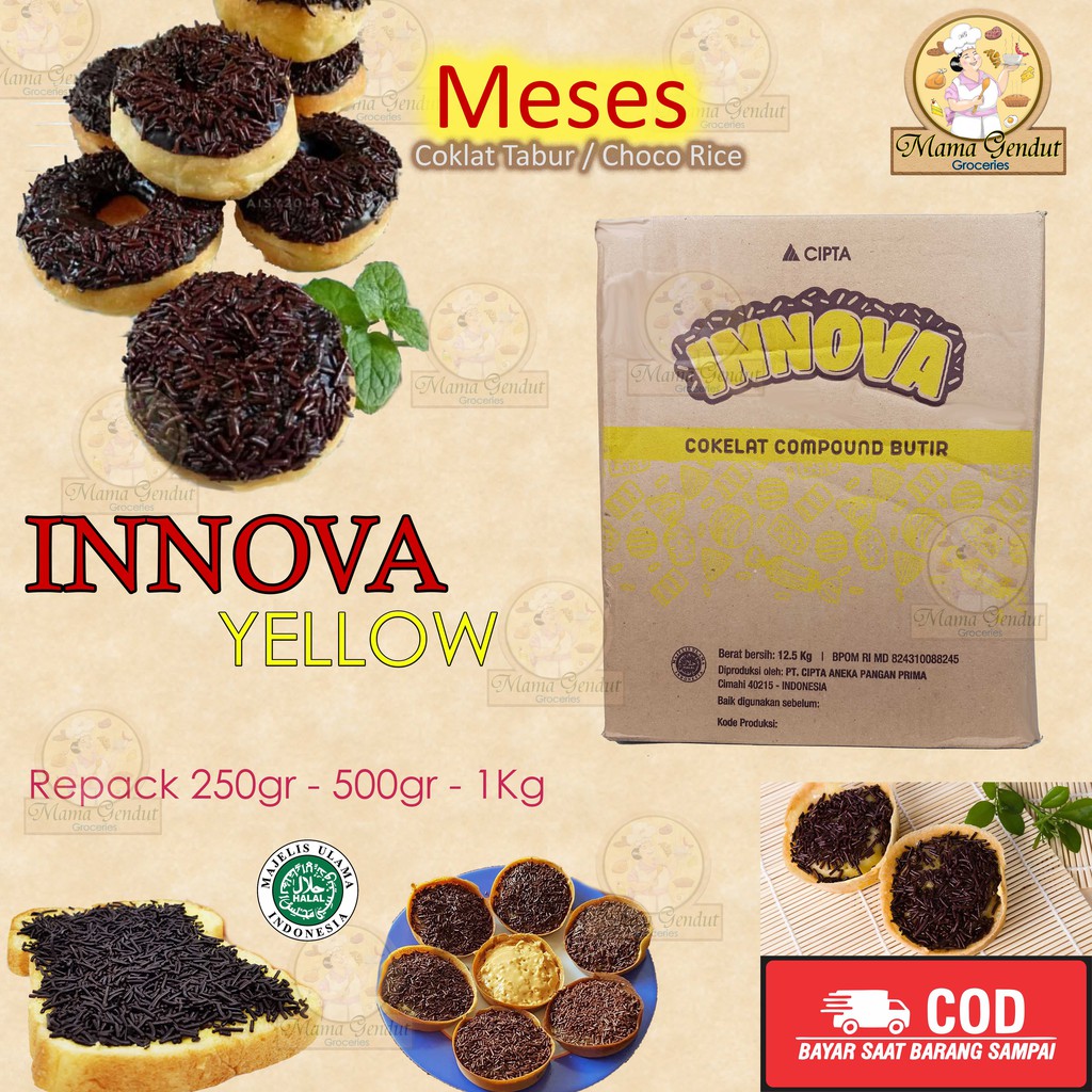 

Meses Coklat INNOVA Chocolate YELLOW Repack 1 KG