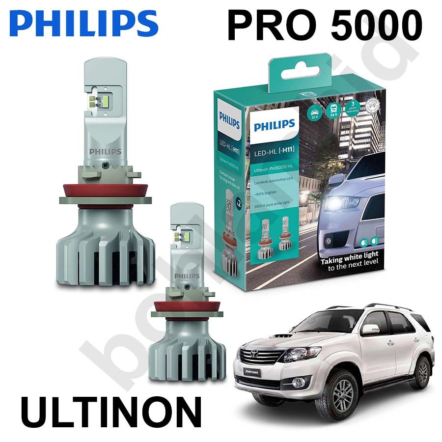 Lampu LED Philips  ULTINON PRO5100 H11 H16 Headlamp Fortuner 2005-2015
