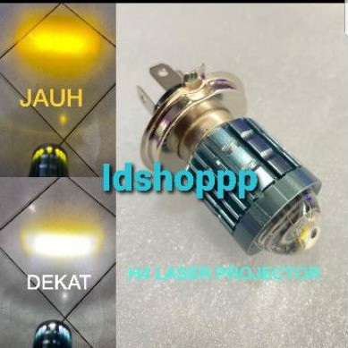 lampu led utama motor h4 laser d2 hi low 2 warna kuning putih ac dc HJG