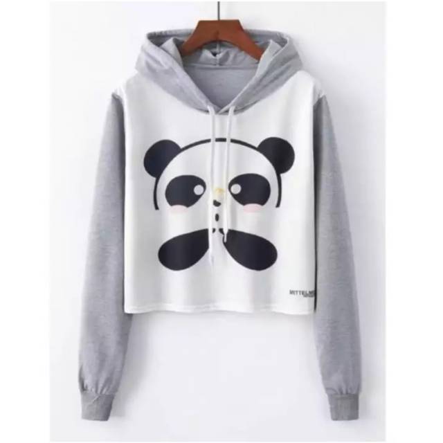 SWEATER CROP WANITA HOODIE PANDA IMUT HOODIE PANDA STING BLUSHING PANDA