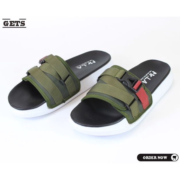 sandal slip on pria casual model terbaru Sendal Pria murah Sendal cowok warna olive