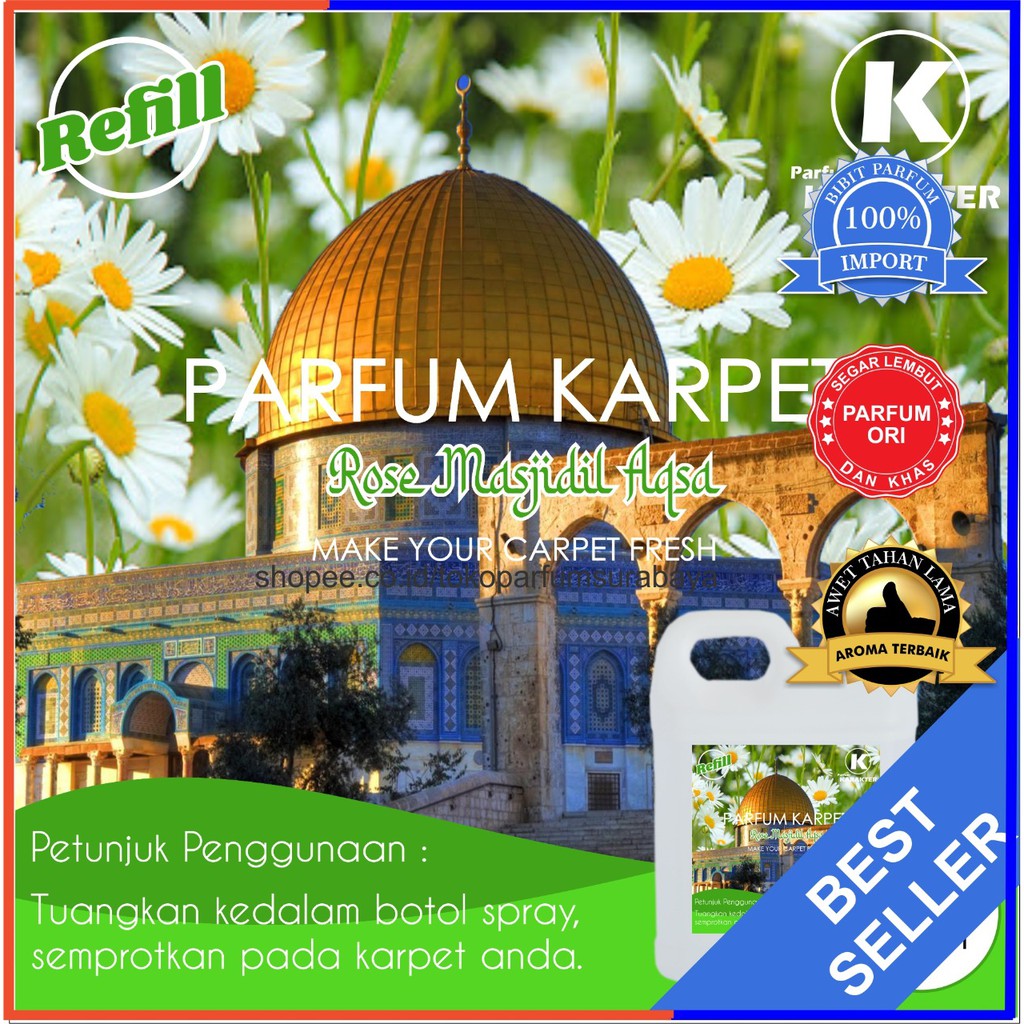 Parfum Karpet Aroma Masjidil Aqso | Wangi Segar &amp; Tahan Lama | Kemasan Refil 1 Liter | Bisa Cod | Terlaris
