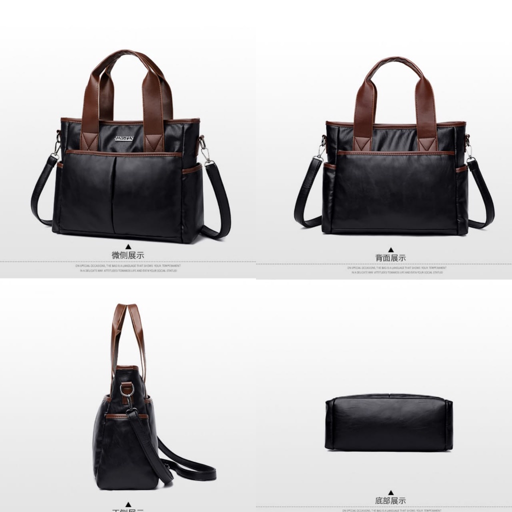 TAS IMPORT SELEMPANG KULIT WANITA HITAM TA408B5 KOREA MORLEY HANDBAG PREMIUM KULIAH KERJA SIMPLE ORI