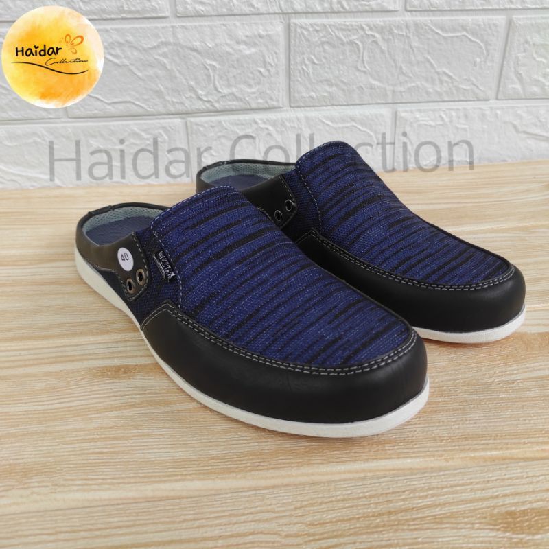 Bustong Pria Kulit Simtetis Premium Slip On Kasual Sol Karet Original Slop Cowok Rajut