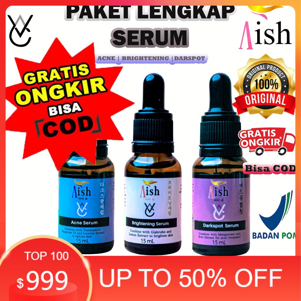 AISH SERUM KOREA | SERUM AISH KOREA | AISH SERUM AISH ORIGINAL ACNE |BRIGHTENING |DARKSPOT BPOM 100%