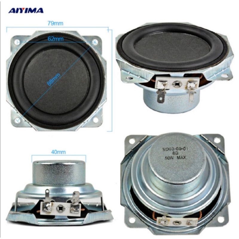 Neodymium Magnet HIFI Mid-Woofer Speaker 3in High Power 50W Low Bass