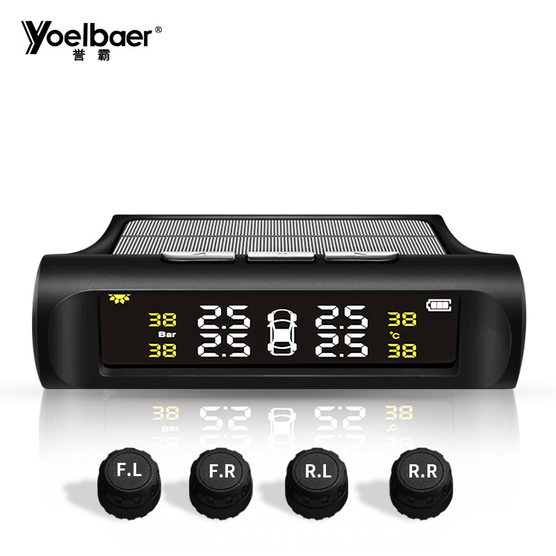 Yoelbaer Monitoring Tekanan Ban Mobil TPMS Solar Power - TP880 - Black