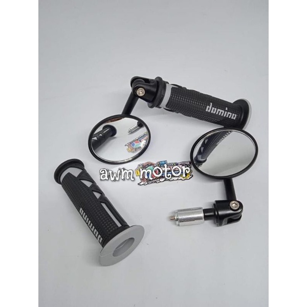 Paket Variasi Spion Jalu Cembung+Handgrip  Shark universal beat vario mio bisa buat semua motor