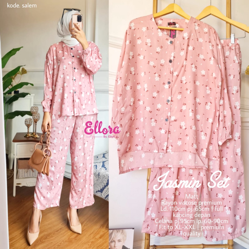 Setelan Tunik Panjang Motif Bunga Bunga Harian Rayon Viscose Import Premium Wanita Busui Terbaru 202