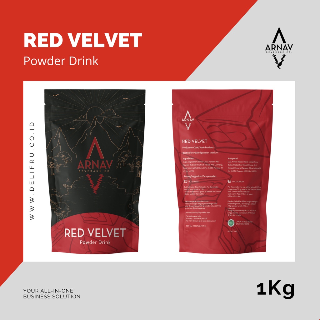 

1kg Powder Drink Red Velvet Arnav - Minuman Bubuk Red Velvet Premium