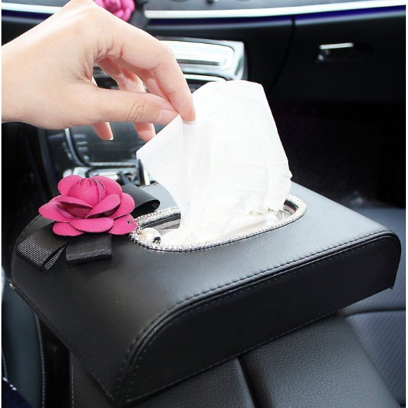 Kotak Tempat Tisu Bentuk D BLING DAD BUNGA PASSION FLOWER Mobil Car Dashboard Tissue Box Kulit